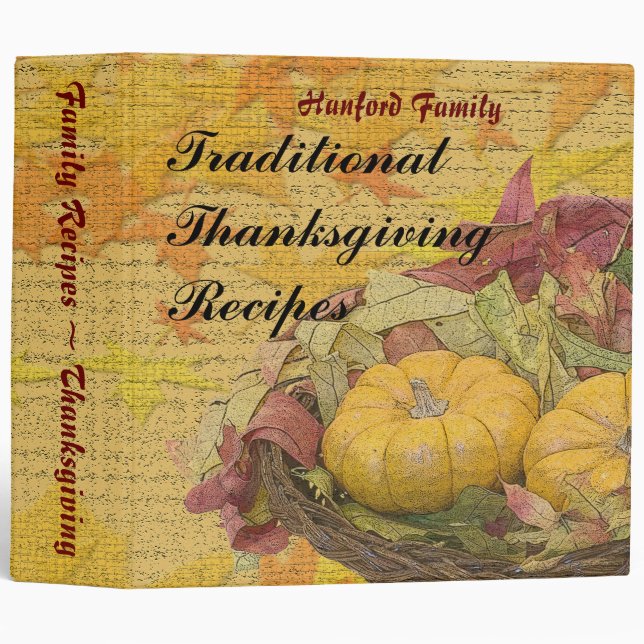 Rustic Happy Thanksgiving Autumn Leaves Gourds Binder (Front/Spine)