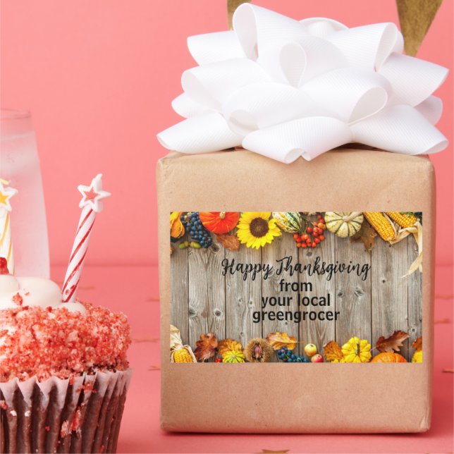 Rustic Happy Thanksgiving Fall Business Marketing  Sticker (Party)