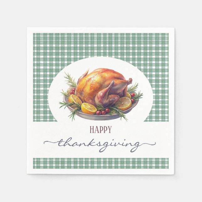 Rustic Happy Thanksgiving Napkin (Front)