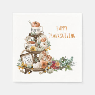Rustic Happy Thanksgiving Pumpkins Autumn  Square  Napkin