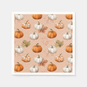 Rustic Harvest Autumn - Pumpkins & Leaves Napkin