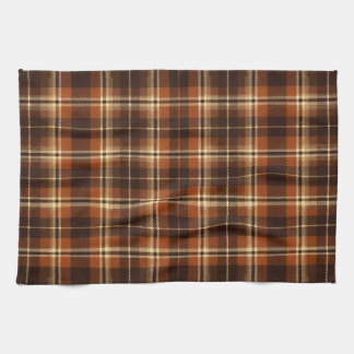 Rustic Harvest Autumn Tartan Plaid Orange & Brown Kitchen Towel