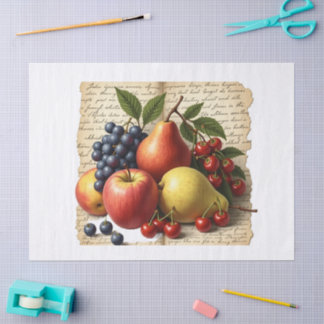Rustic Harvest Brew: Vintage Fruits & Coffee  Tissue Paper