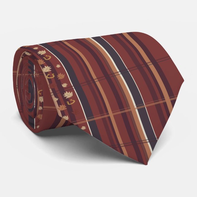 Rustic Harvest Dark Rich Red Plaid Tie (Rolled)