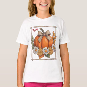 Rustic Harvest Pumpkin Daisies Chrysanthemums Fall T-Shirt