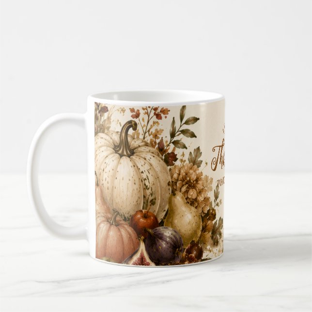 Rustic Harvest Thanksgiving Gathering Coffee Mug (Left)