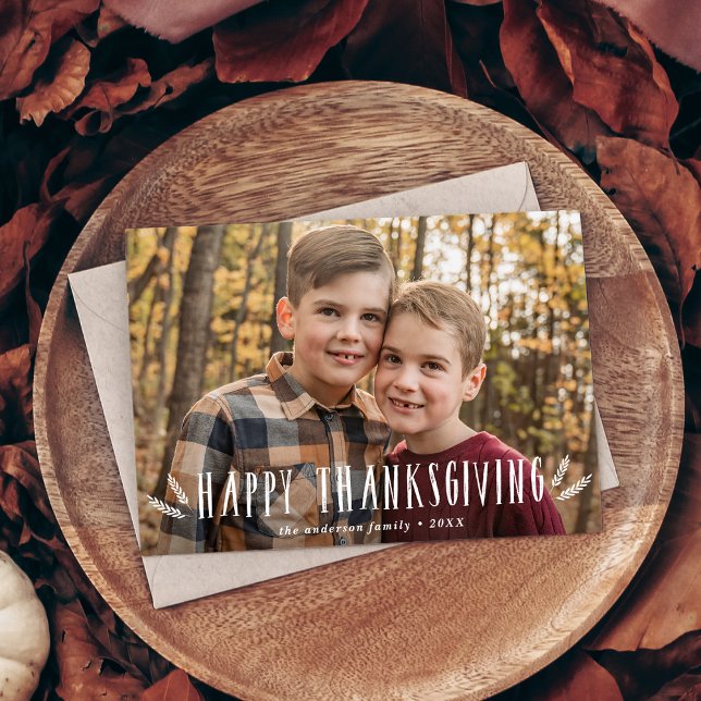 Rustic Harvest Thanksgiving Photo Holiday Card (Creator Uploaded)