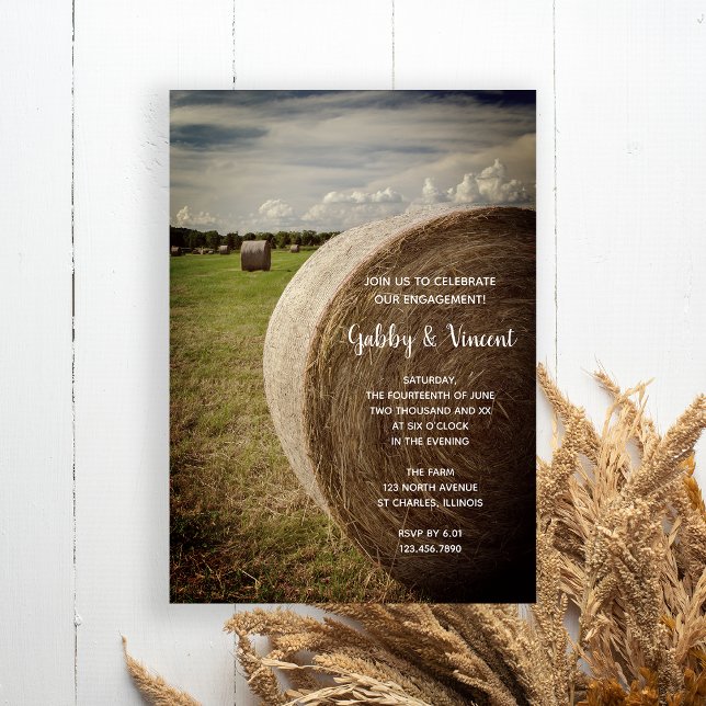 Rustic Hay Bales Ranch Engagement Party Invitation (Creator Uploaded)