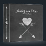 Rustic Heart and Arrows Chalkboard Wedding Binder<br><div class="desc">A pretty rustic wedding planner binder with a cute white heart and arrow design on a faux black chalkboard background.</div>