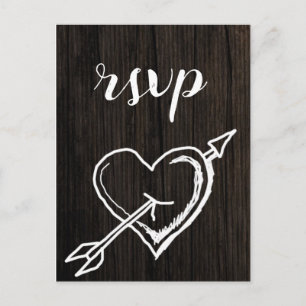 Rustic heart arrow wood wedding rsvp postcards