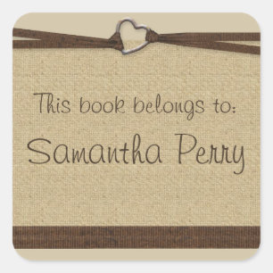 Rustic heart burlap customizable stickers