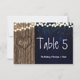 Rustic Heart Carved in Tree Table Number Card