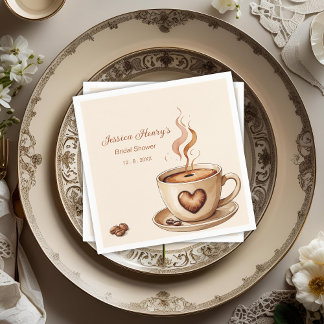 Rustic Heart Coffee Mug Bridal Shower Napkin
