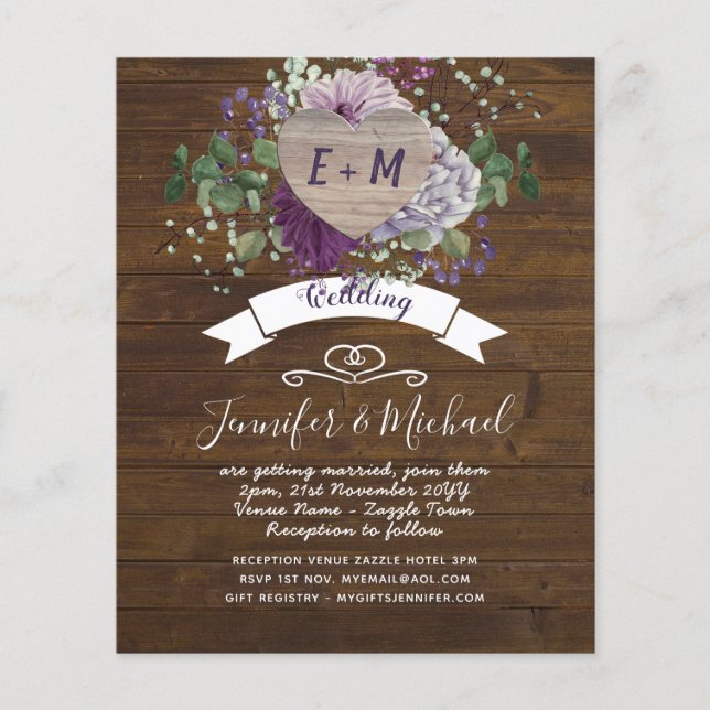 Rustic Heart PHOTO Purple Blue Floral Country Barn (Front)