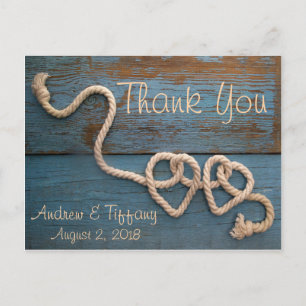 Rustic Heart Rope Wedding Thank You Postcard