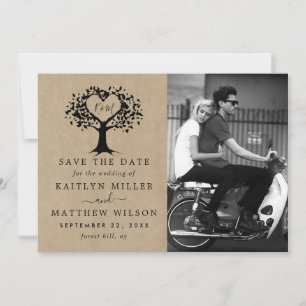 Rustic Heart Tree Wedding Photo Save The Date