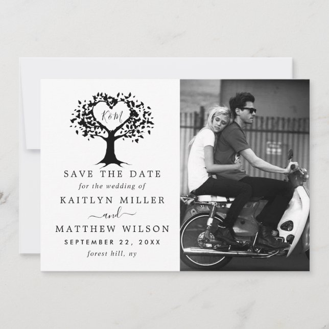 Rustic Heart Tree Wedding Photo Save The Date (Front)