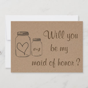 Rustic Heart Will You Be My Maid Of Honour ? Invitation