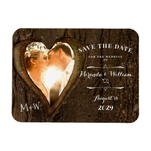 Rustic Heart with your Photo Save the Date Wedding Magnet