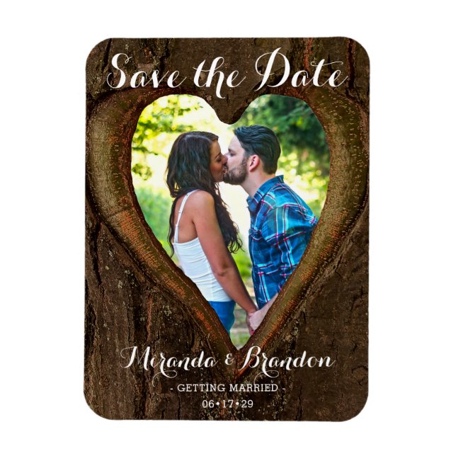 Rustic Heart with your Photo Save the Date Wedding Magnet (Vertical)