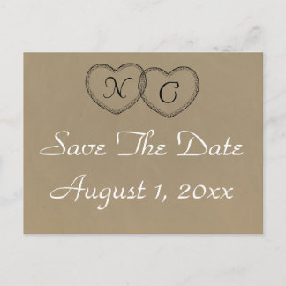 Rustic Hearts Save The Date Announcement Postcard