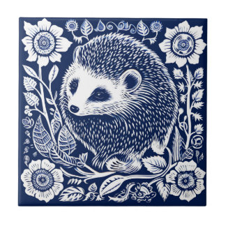 Rustic Hedgehog Ceramic Tile
