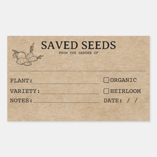 Rustic Heirloom Seed Packet Étiquettes (Devant)
