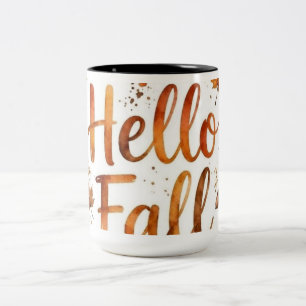 Rustic Hello Fall Typography Coffee Mug