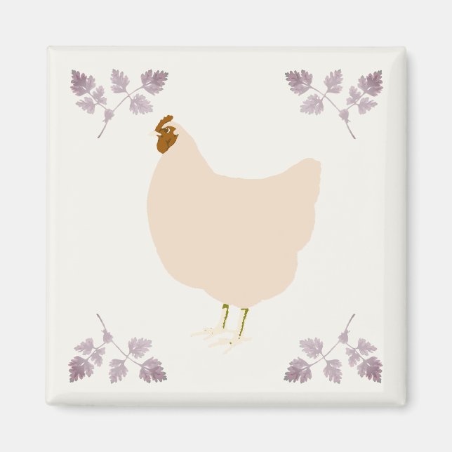 Rustic Hen Chicken and Chervil Herbs Magnet (Front)