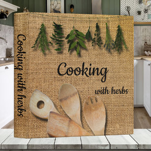 Rustic Herbs and Burlap Personalized Recipe Binder