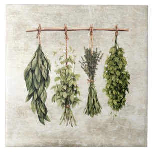Rustic Herbs Drying on Twine Tile