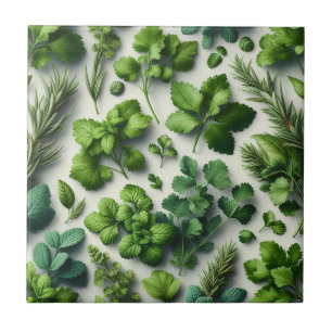 Rustic Herbs Farmhouse Kitchen Decor Ceramic Tile