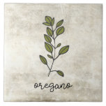 Rustic Herbs Oregano Farmhouse Tile<br><div class="desc">Oregano herbs on a rustic background. Simple script. Simple watercolor graphic was used to make this farmhouse ceramic tile.</div>