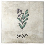 Rustic Herbs Sage Farmhouse Tile<br><div class="desc">Sage herbs on a rustic background. Simple script. Simple watercolor graphic was used to make this farmhouse ceramic tile.</div>
