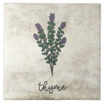 Rustic Herbs Thyme Farmhouse Tile<br><div class="desc">Thyme herbs on a rustic background. Simple script. Simple watercolor graphic was used to make this farmhouse ceramic tile.</div>