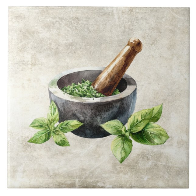 Rustic Herbs Watercolors  Tile (Front)
