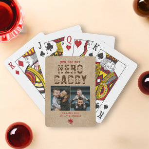 Rustic Hero Daddy Father`s Day 2 Photo Collage Playing Cards