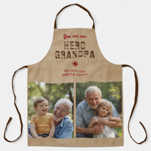 Rustic Hero Grandpa Father`s Day 2 Photo Collage Apron