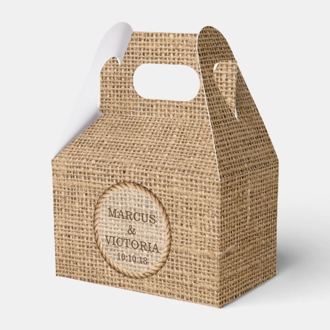 Rustic Hessian Country Wedding Favor Box (Front Side)