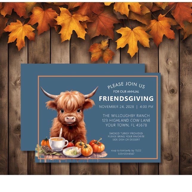 Rustic Highland Cow Friendsgiving Invitation (Creator Uploaded)