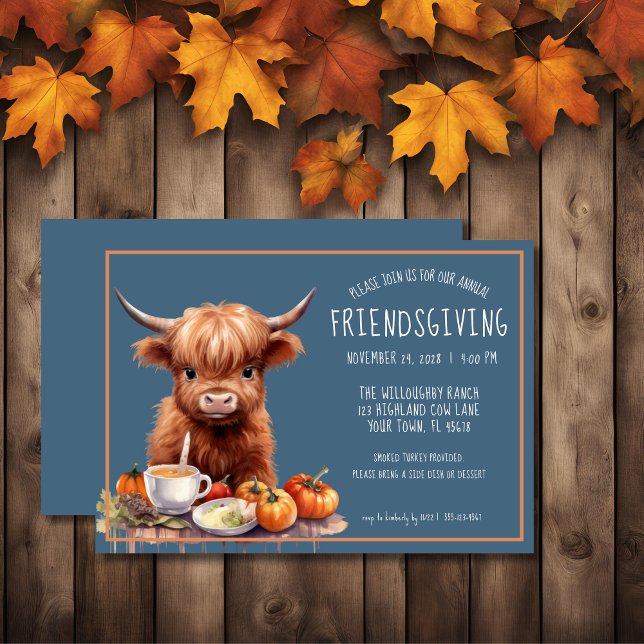 Rustic Highland Cow Friendsgiving Invitation (Creator Uploaded)