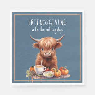 Rustic Highland Cow Friendsgiving Luncheon Napkin