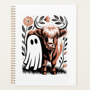 Rustic Highland Cow Ghost Halloween Planner
