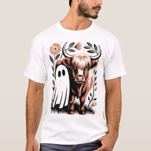 Rustic Highland Cow Ghost Halloween T-Shirt