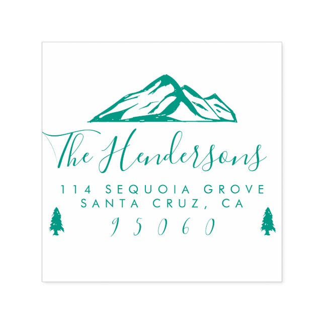 Rustic Hipster Mountains Family Return Address Self-inking Stamp (Design)