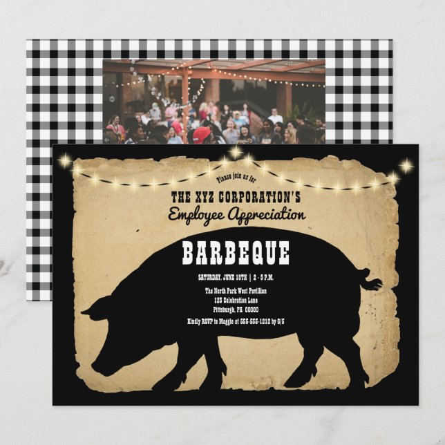 Rustic Hog Company Employee Appreciation BBQ Invitation (Front/Back)