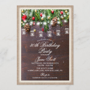 Rustic Holiday Birthday Party Invitation