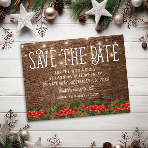 Rustic Holiday Christmas Party Save the Date Announcement Postcard