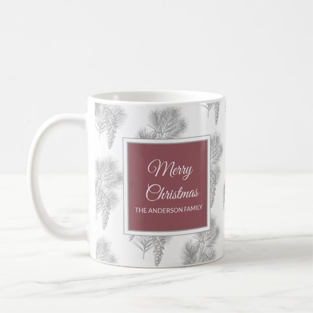 Rustic holiday christmas pinecones stylish chic coffee mug (Left)