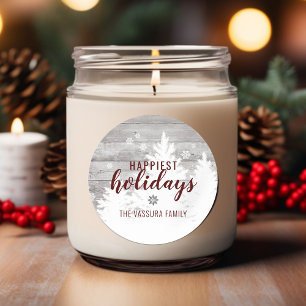 Rustic Holiday Christmas Wood Tree Burgundy Classic Round Sticker